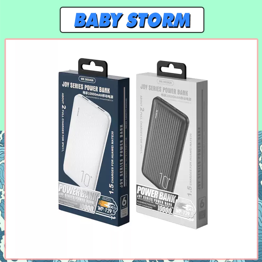 Pin Sạc Dự Phòng 10000mah Wk Design Chính Hãng WP-129 2 Cổng USB Pin Tiện Lợi - Hàng Chính Đổi Trả Miến Phí