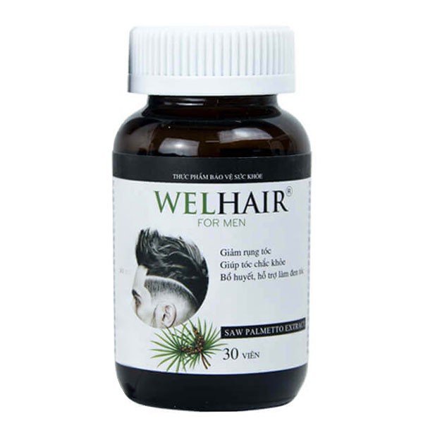 Giảm rụng tóc Welhair For Men - Hỗ trợ bổ huyết, làm đen tóc, giúp tóc chắc khỏe, giảm rụng tóc, hạn chế tóc hư tổn