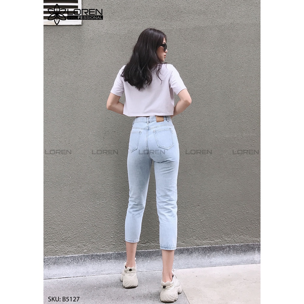 Quần jean baggy kiểu túi đắp xanh B5127