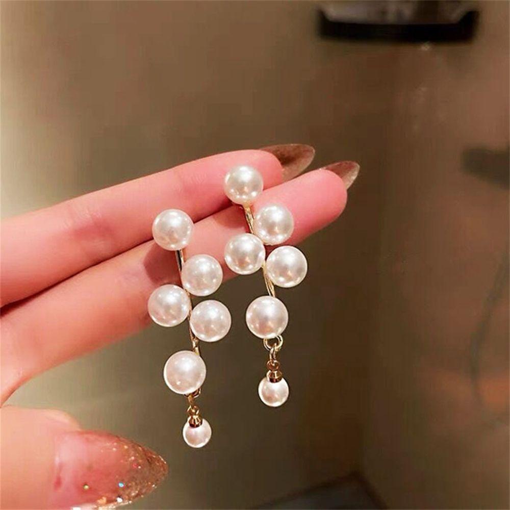 Khuyên Tai Tua Rua Dáng Dài Màu Trắng Thời Trang Mới Cho Nữ
