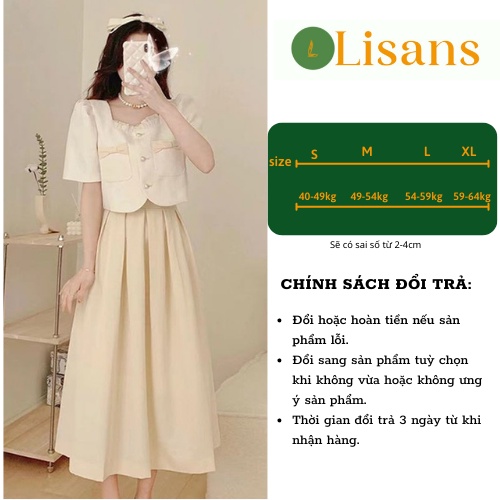 Set váy nữ sang chảnh tiểu thư áo croptop mùa hè Hàn Quốc SVN006