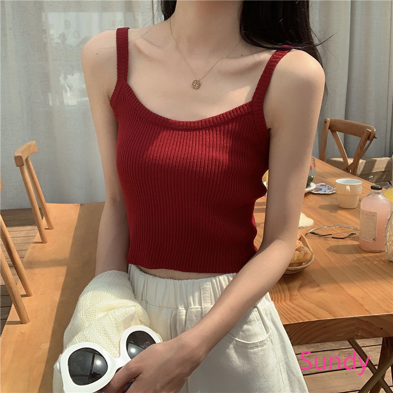 Áo Croptop Dệt Kim Không Tay Thời Trang Mùa Hè Cho Nữ | BigBuy360 - bigbuy360.vn