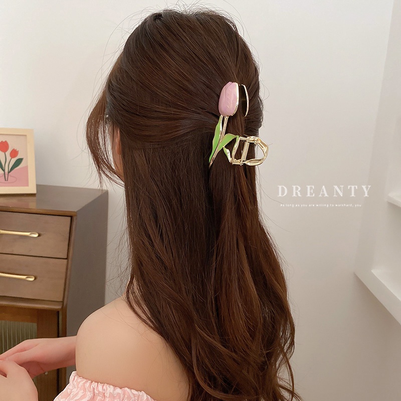 Kẹp Tóc Hình Hoa Tulip / Cá Mập Cao Cấp Thời Trang Mùa Hè Cho Nữ