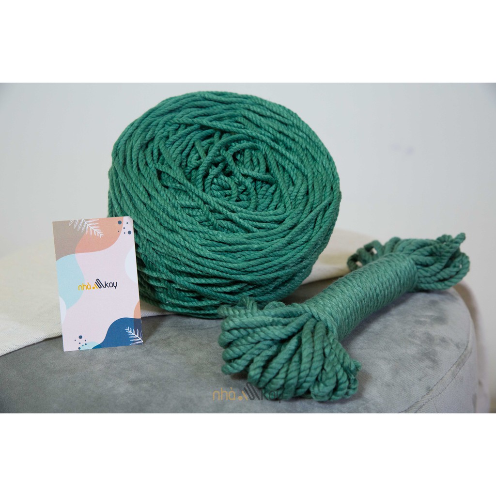 500 gram Dây thừng màu XANH SAGE macrame 5mm 3 xoắn