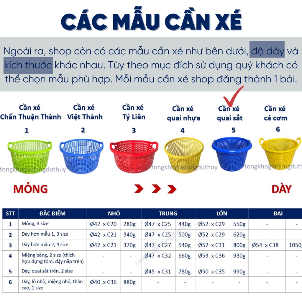 Sọt nhựa tròn, cần xé nhựa loại dày có quai sắt thích hợp đựng trái cây, đựng tôm cá, đựng quần áo của Du Thủy