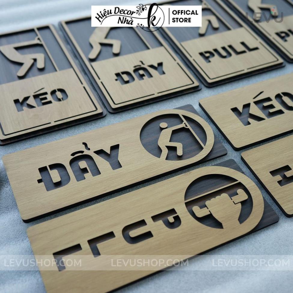 Bảng Pull Push, bảng Kéo Đẩy hướng dẫn mở cửa ra vào decor vintage độc đáo - Hiệu Nhà K