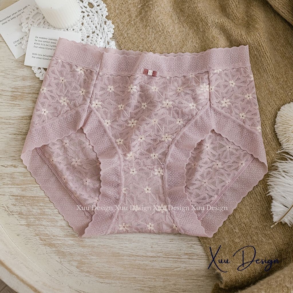 Quần lót nữ ren gấm cao cấp thêu hoa tinh tế, ren hoa thông thoáng gợi cảm - Wexuu Design QC60