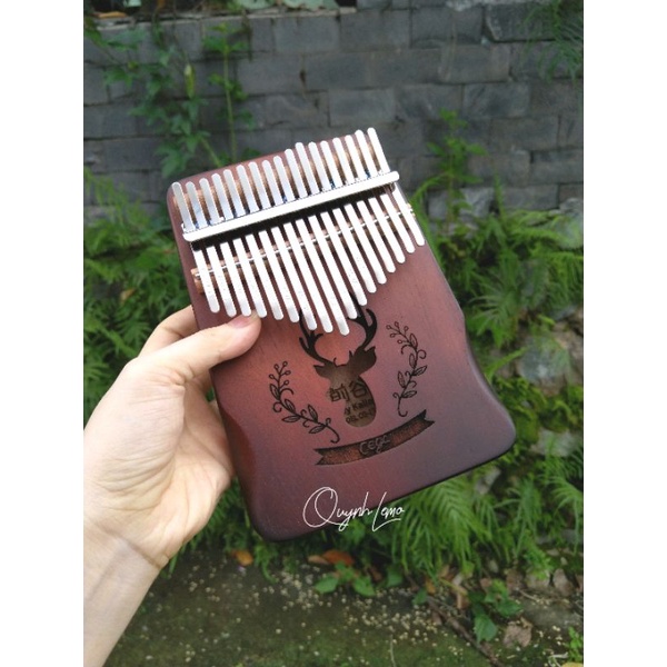 Đàn kalimba 17 phím Cega Nai Xanh gỗ manhogany cao cấp - tặng full phụ kiện và dây treo trang trí