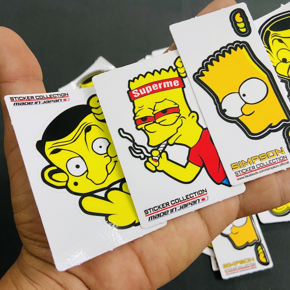 [QUÁ ĐỘC] TEM LOGO ĐỔ KEO NỔI DÁN XE MR.BEAN,SIMPSON,SUPERME HÀI HƯỚC CAO CẤP (3 LOGO)