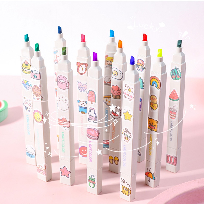 Bộ bút viết bullet journal 3 vintage màu dạ quang pastel TOGU - Bút đánh dấu bút nhớt highlight maker sổ tay cute