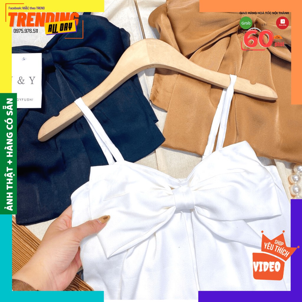 [GIẢM 10K] Set ÁO NƠ HAI DÂY QUẦN ỐNG RỘNG DẬP LY 3 màu ĐEN-TRẮNG-NÂU | BigBuy360 - bigbuy360.vn