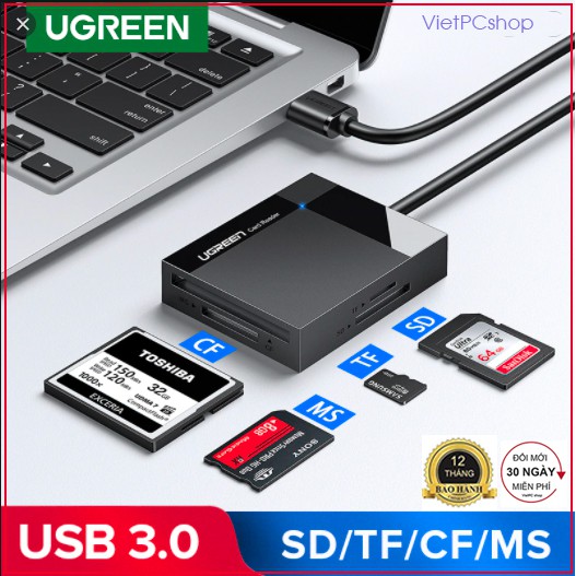 Đầu đọc thẻ đa năng UGREEN 4 trong 1, USB 3.0 tốc độ cao