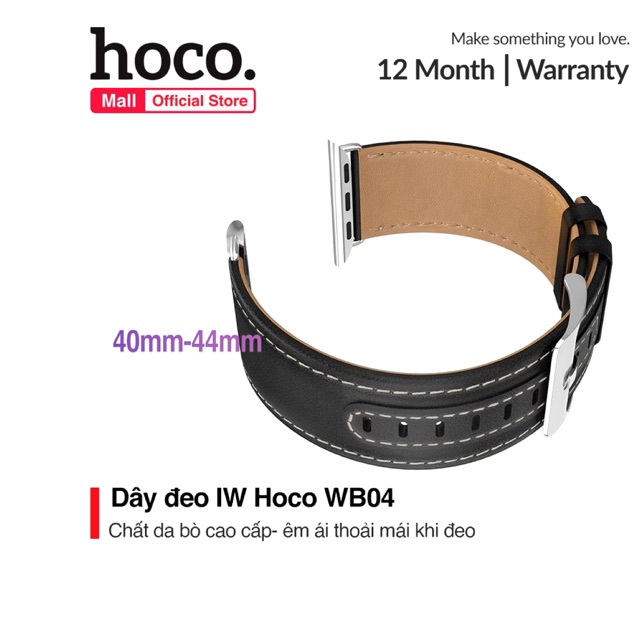 Dây đeo đồng hồ bằng da Hoco cho Apple Watch khóa làm bằng vật liệu thép không gỉ 316L