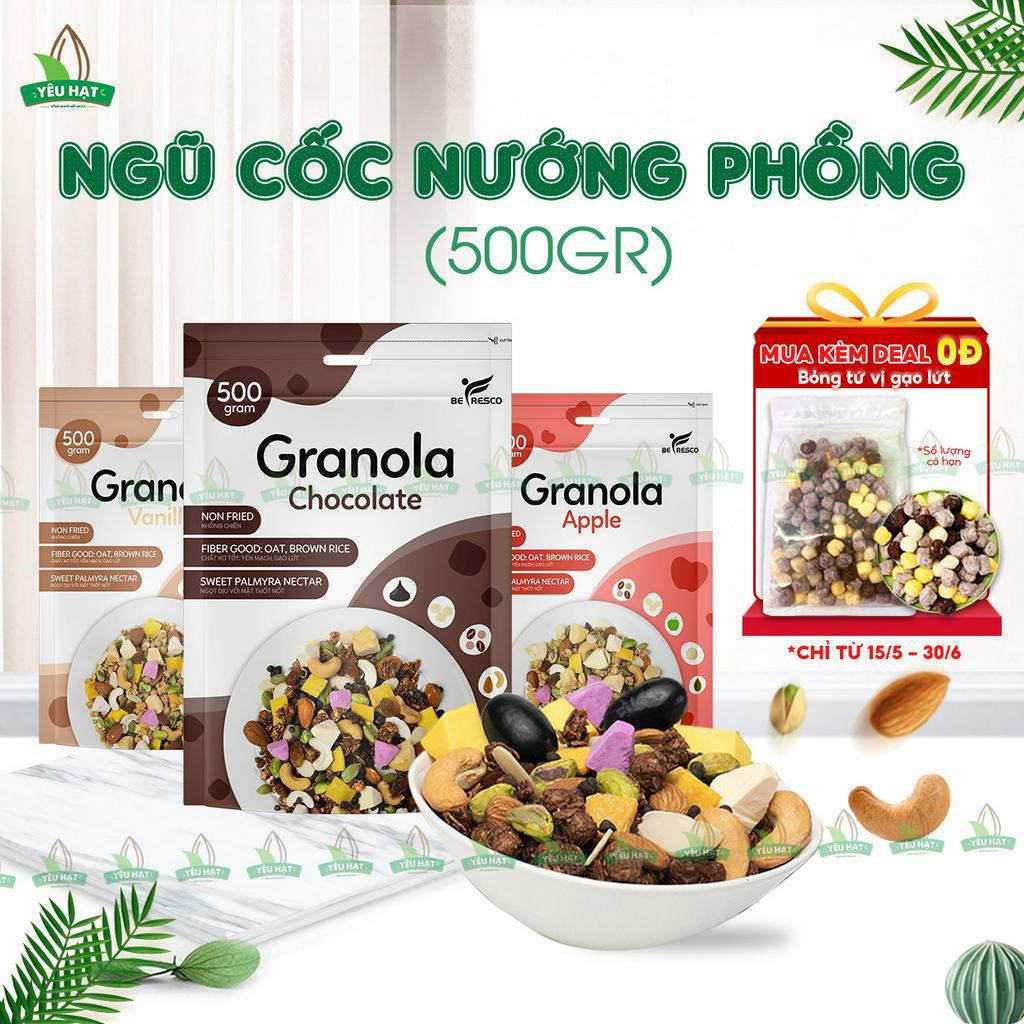 [Deal 0Đ] Ngũ Cốc Nướng Phồng Phiên Bản Mới Giòn Tan Giảm Cân Ăn Kiêng Siêu Ngon Befresco 11 Loại Hạt Mix Sữa Chua 500G