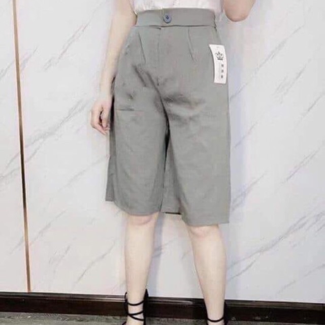 Quần đũi ngố ống rộng KH09, quần culottes đũi dáng lửng cạp cao mùa hè cho nữ