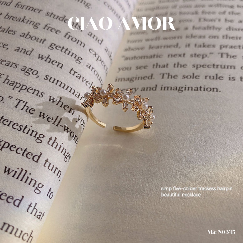Nhẫn nữ, Nhẫn đính hoa trắng vòng dễ thương Trang sức Ciao Amor - N0345
