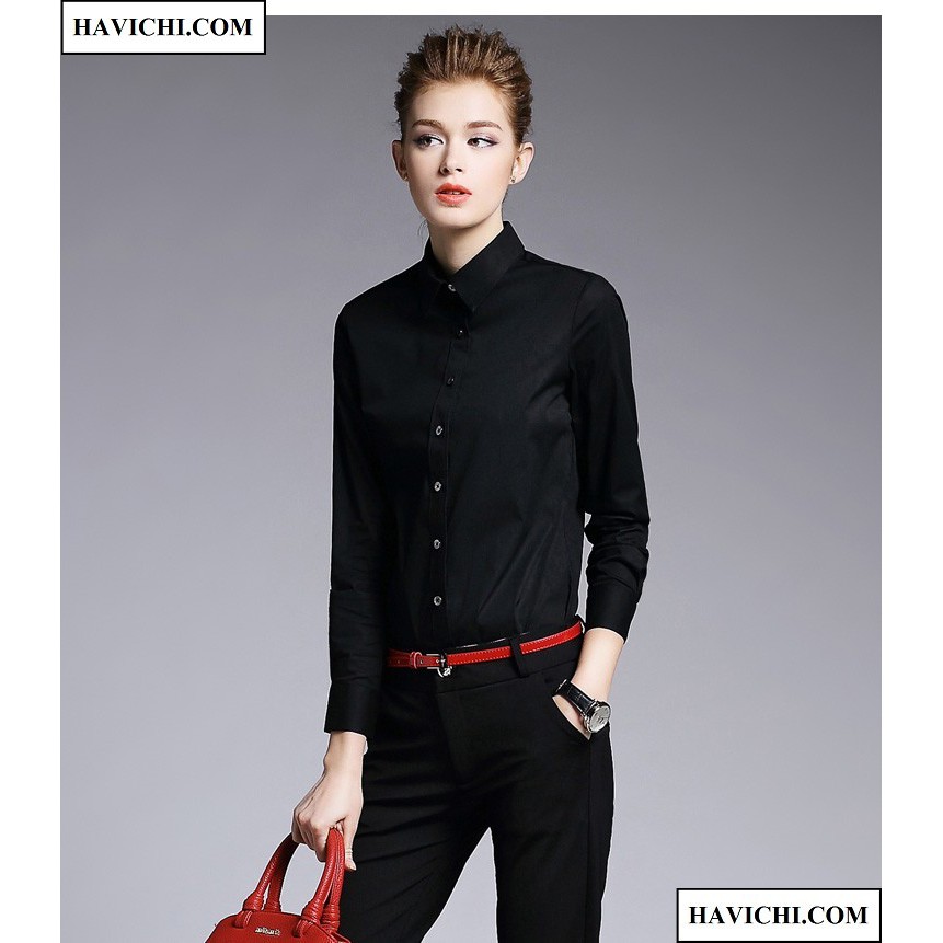 Áo sơ mi nữ 𝗙𝗥𝗘𝗘𝗦𝗛𝗜𝗣 áo sơ mi đen nam nữ unisex vải lụa nến thoáng mát, không nhăn, phong cách
