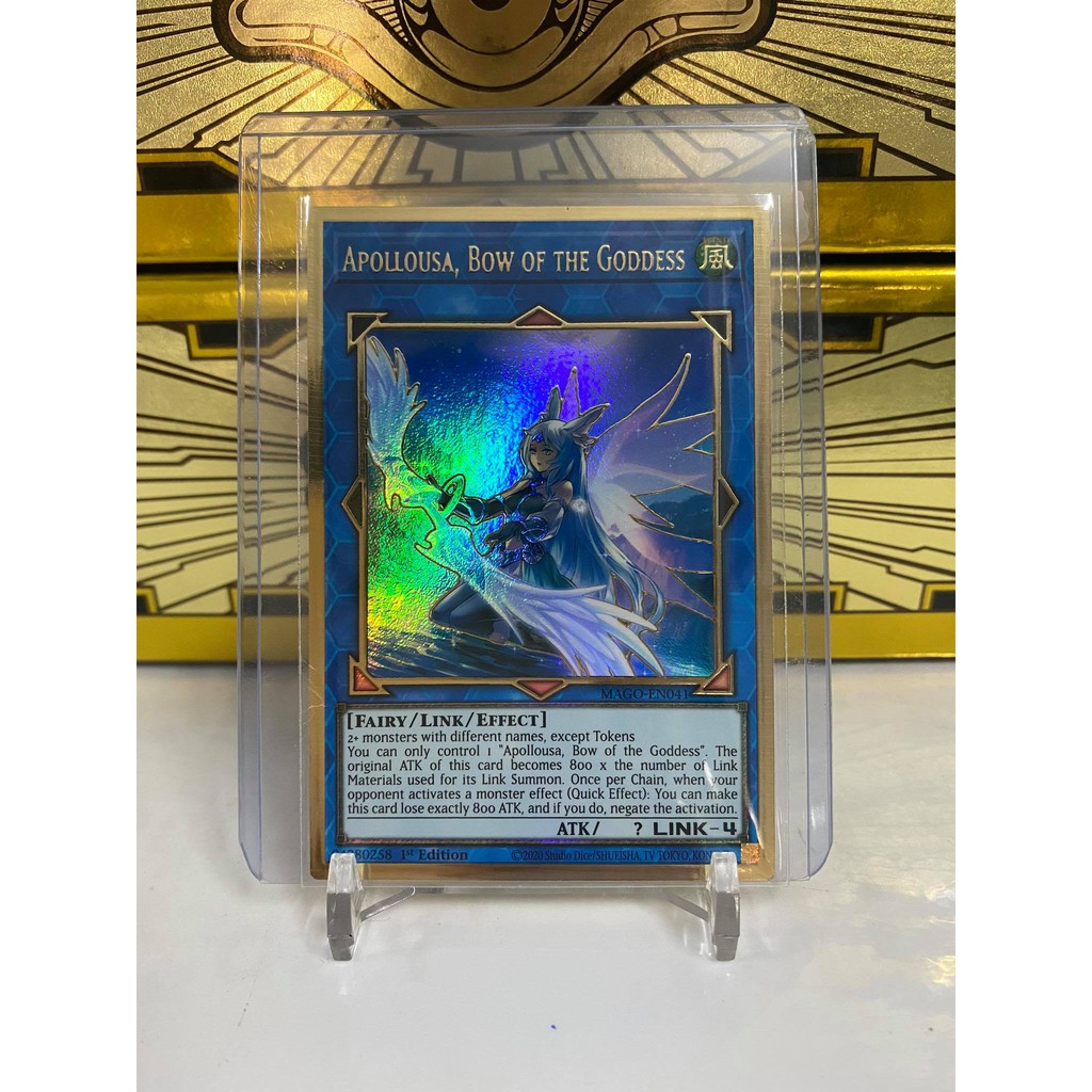 [ Dưa Hấu Yugioh ] Lá bài thẻ bài Apollousa Bow of the Goddess - Premium Gold Rare - Tặng bọc bài nhựa bảo quản