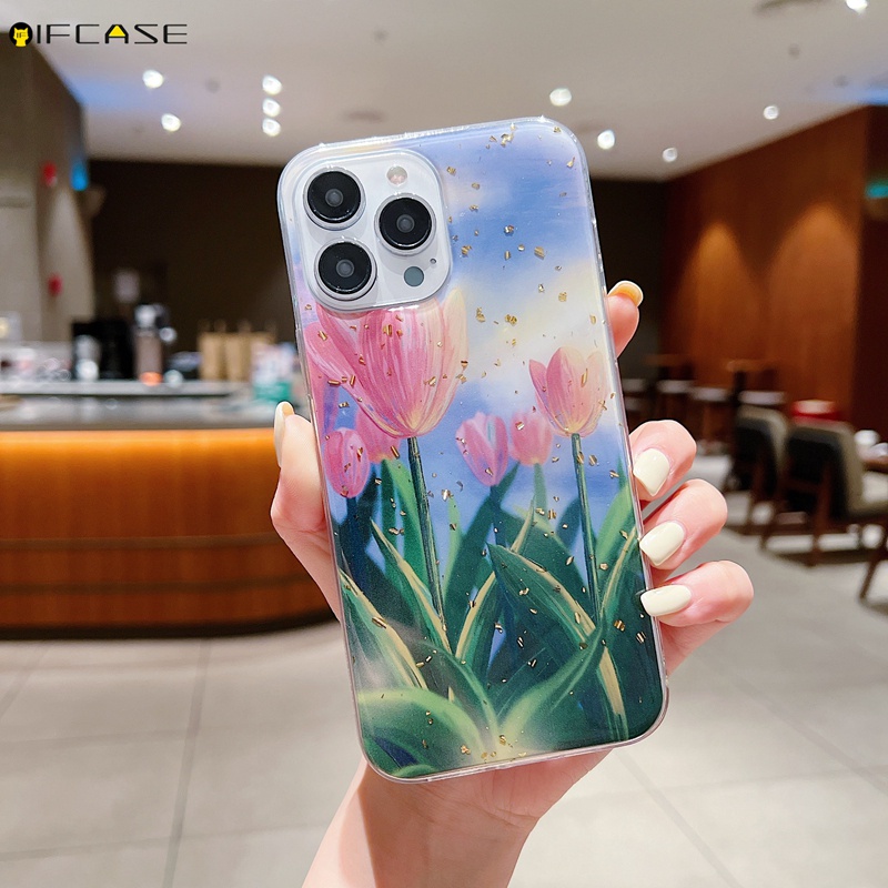 Ốp Điện Thoại Epoxy Mềm Hình Hoa Hướng Dương Nhiều Màu Sắc Lấp Lánh Cho iPhone 13 12 Mini 13 12 Pro Max