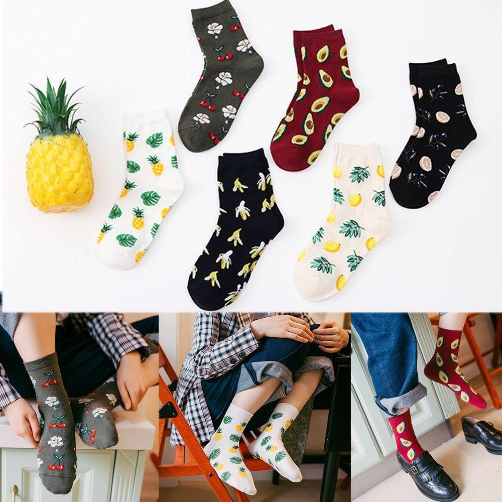 1 Đôi Tất Chân In Hình Trái Cây Hoạt Hình Dễ Thương