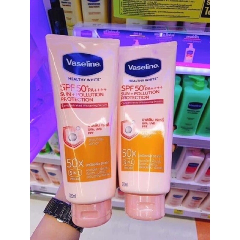 Sữa dưỡng thể Vaseline Serum 50x, chống nắng, trắng da Spf 50