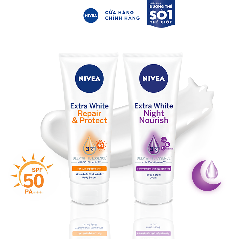 Bộ đôi Tinh chất dưỡng thể trắng da Ngày & Đêm NIVEA (180mlx2 - 88314+89122)