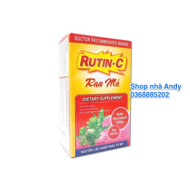 Rutin C Rau Má giảm nóng trong, giảm táo bón, tiêu trĩ - Hộp 30 viên