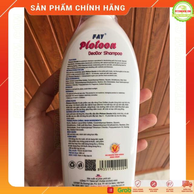 Sữa tắm Fay Plotoon Deodor Shampoo 300ml ️ FREESHIP ️ khử mùi hôi làm mềm lông và giữ ẩm, ít rụng lông chó lông dầy