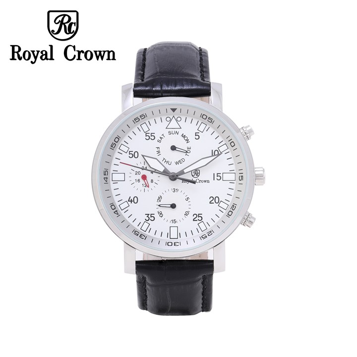 Đồng hồ nam Chính Hãng Royal Crown 5603-ST-B (dây da đen)