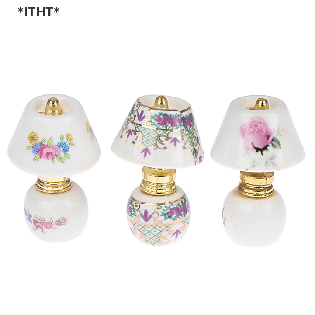 Đèn Để Bàn Mini Bằng Gốm Tỉ Lệ 1: 12 Dùng Trang Trí Nhà Búp Bê