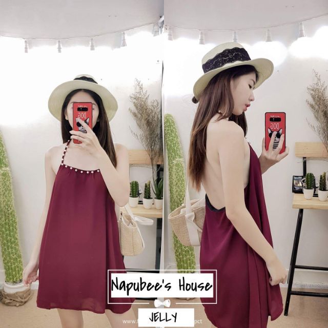Hình thật ( Đầm cổ yếm # Đầm ngọc trai # Đầm đi biển # Đầm hở lưng )