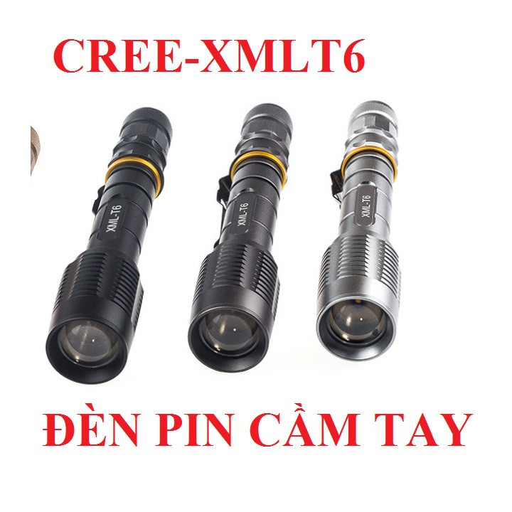 Đèn pin CREE XML-T6 siêu sáng sử dụng 2 pin 3.7v 4200mAh (Tặng kèm sạc)