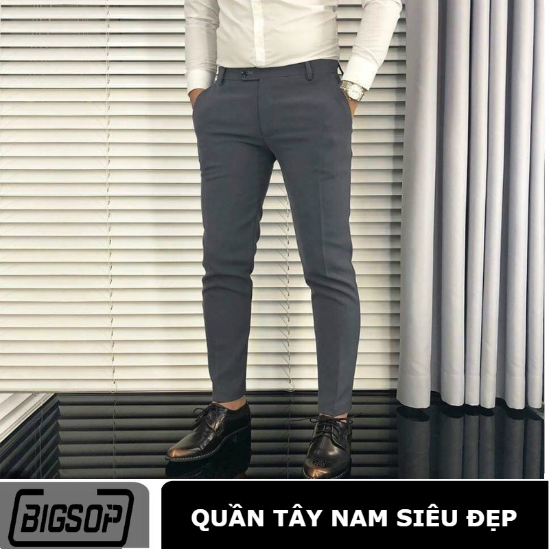 Quần tây âu BIGSOP màu đen, ống côn, dáng Hàn | BigBuy360 - bigbuy360.vn