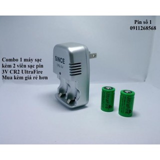 Combo 1 máy sạc và 2 viên pin sạc 3v cr2 ultrafire 800mah