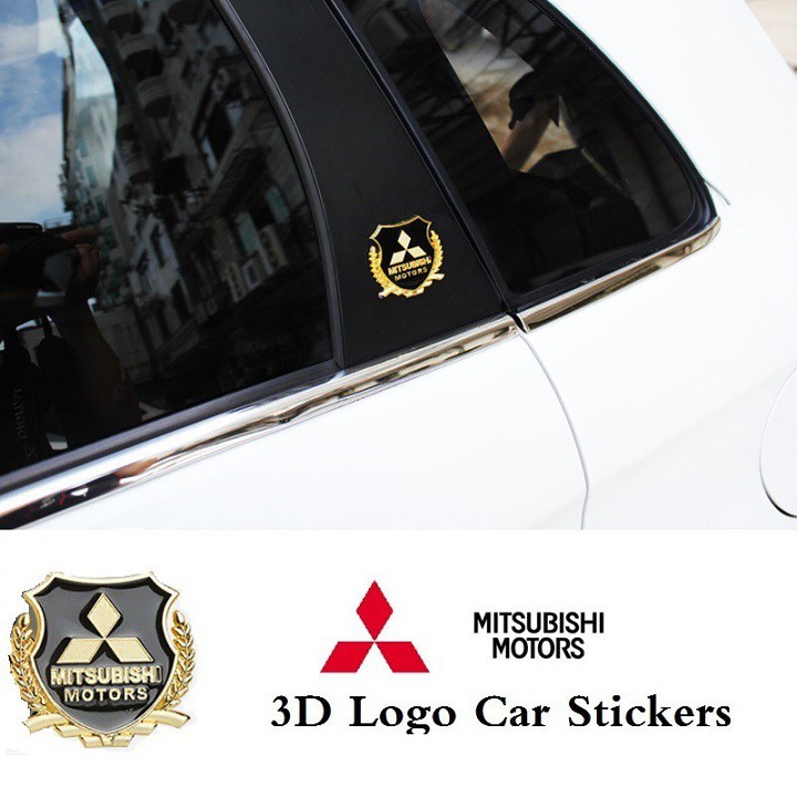 Bộ 2 Logo dạng Bông lúa theo xe -Mitsubishi( hàng chất )