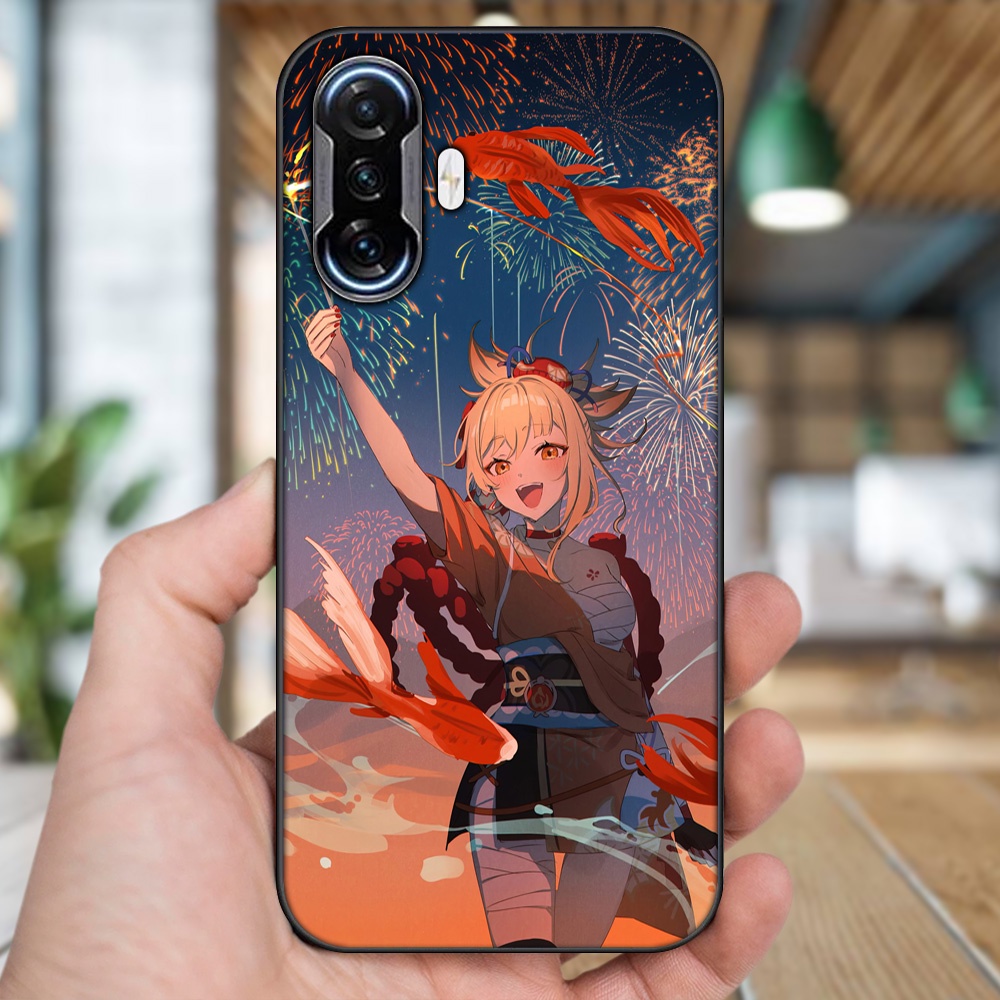 Ốp lưng Xiaomi K40 Gaming viền đen in hình Yoimiya Genshin Impact