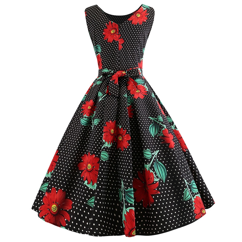 Đầm Xòe 50s Họa Tiết Hoa Vintage Cho Nữ | BigBuy360 - bigbuy360.vn