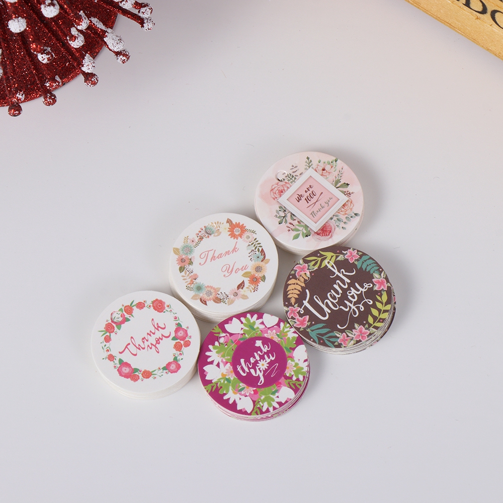 100 Miếng giấy hình tròn họa tiết hoa để làm giấy gói quà tiện dụng