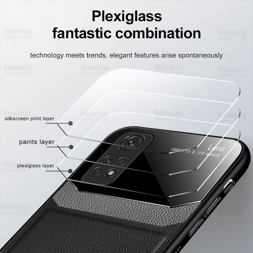 Leather Acrylic Back Case For Xiaomi Redmi Note 11 Pro 5G Silicone Shockproof Phone Cover Redme Redmy Note11 11Pro 11S 4G Fundas