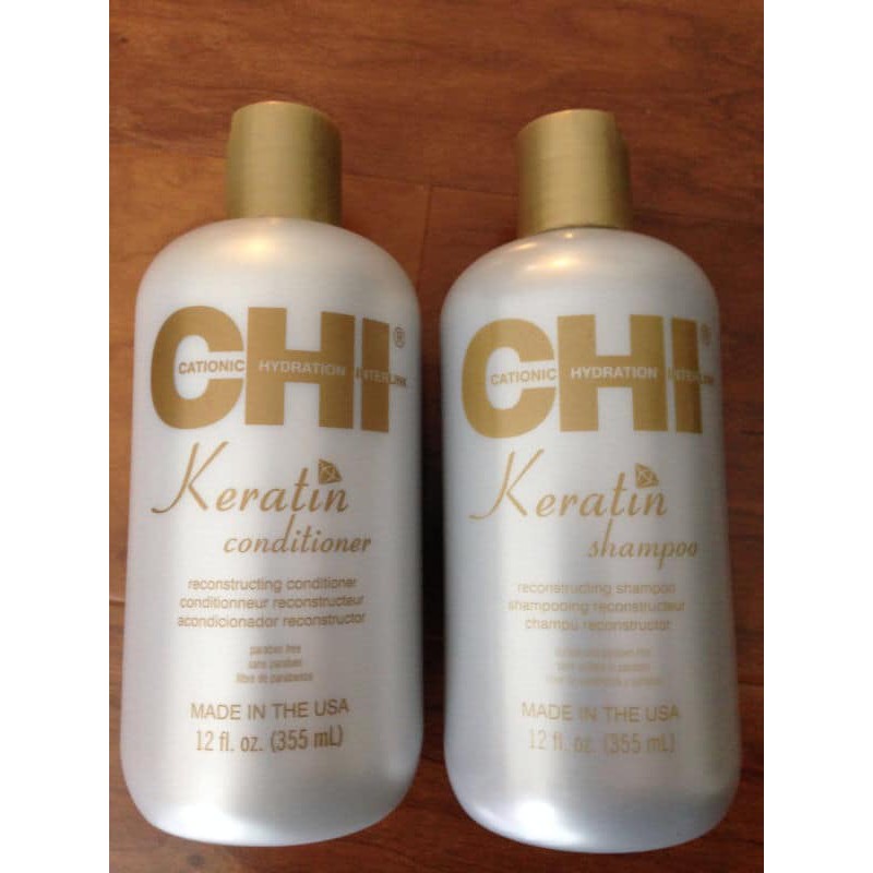 Chính Hãng - Cặp Dầu Gội, Dầu Xả CHI Keratin Reconstructing 355ml X 2 Phục Hồi Tóc Hư Tổn Khô Xơ Chẻ Ngọn