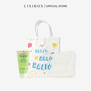 Combo Gel rửa mặt 150ml, Khăn mặt cotton màu trắng, Túi tote Halio