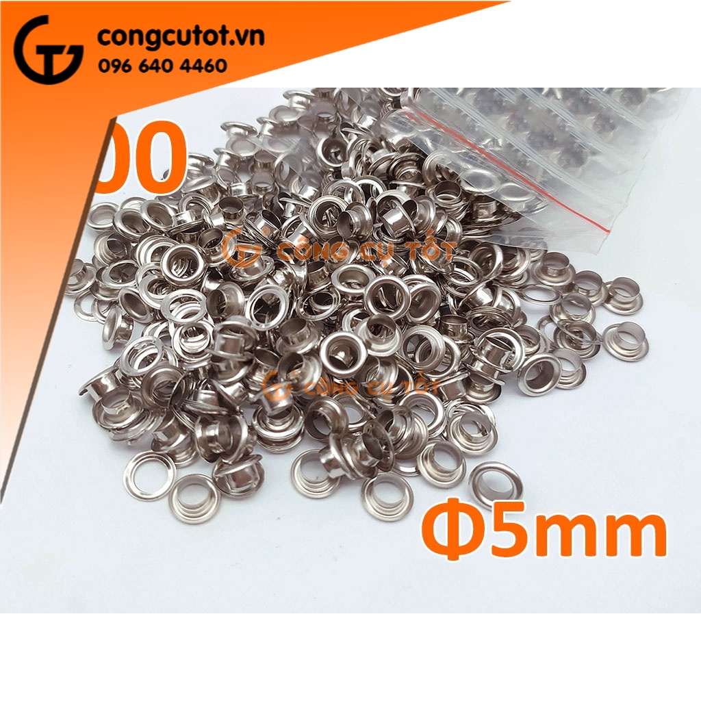 Khoen ô rê 5mm sắt mạ trắng túi 500 con
