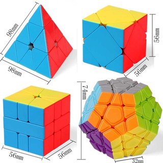 Hộp 4 Khối Rubik Biến Thể MoYu Tam giác, Skewb, 12 mặt, Square-1. Rubic Stickerless