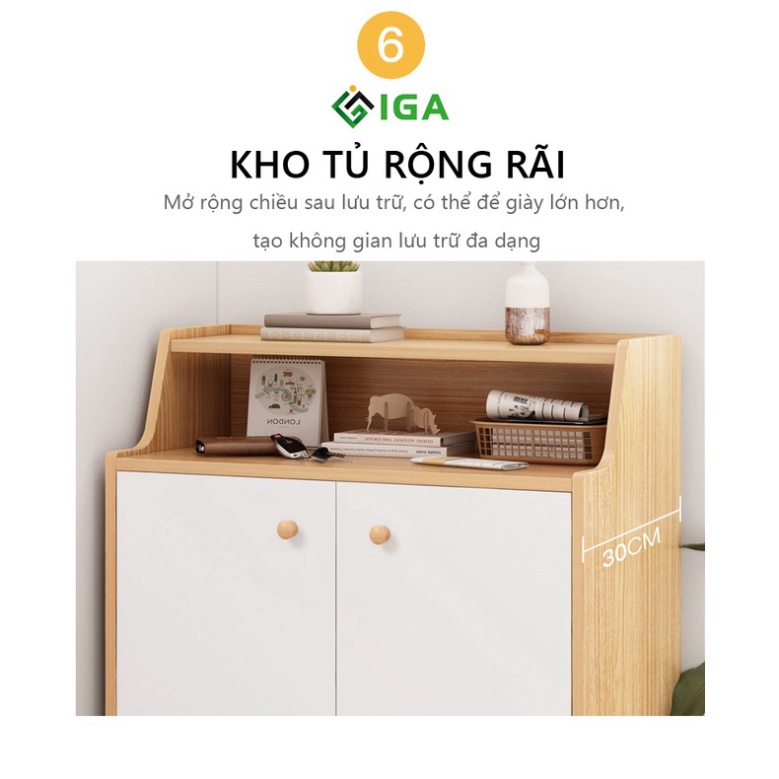 Tủ giày thông minh, tủ giày gỗ Mutil Functional có hộc tủ để đồ phía trên - GP170