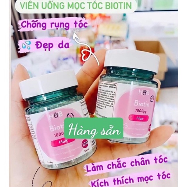 Viên uống mọc tóc Holland and Barret Biotin 1000mg của ANH lọ 120 viên