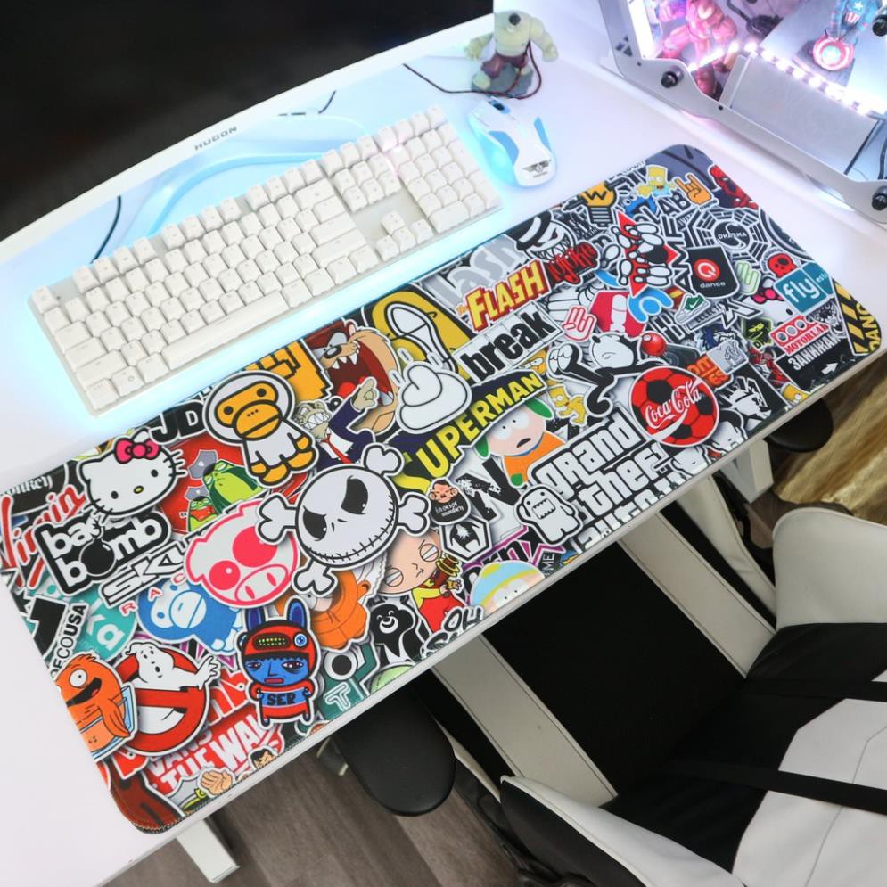 Lót chuột cỡ lớn Sticker - (Pad chuột/Bàn di chuột size 83 HÀNG CHÍNH HÃNG - 80x30x0.4cm)