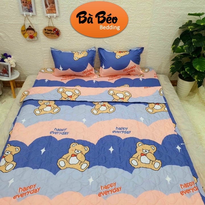 Trọn Bộ 5 Món Chăn Ga Gối Cotton Poly Hè Thu, Set Chăn Hè Ga Gối, Bộ Chăn Ga Gối Cotton Hoạ Tiết Sinh Động Đủ Kích Thước