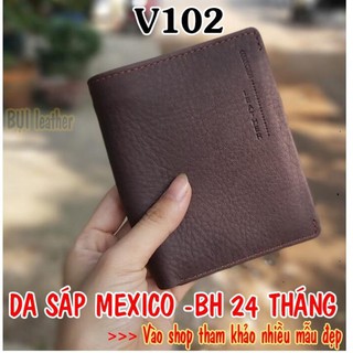 Ví nam da bò sáp Mexico cao cấp V102-Da thật-BH 24tháng-Full hộp (CÓ VIDEO)