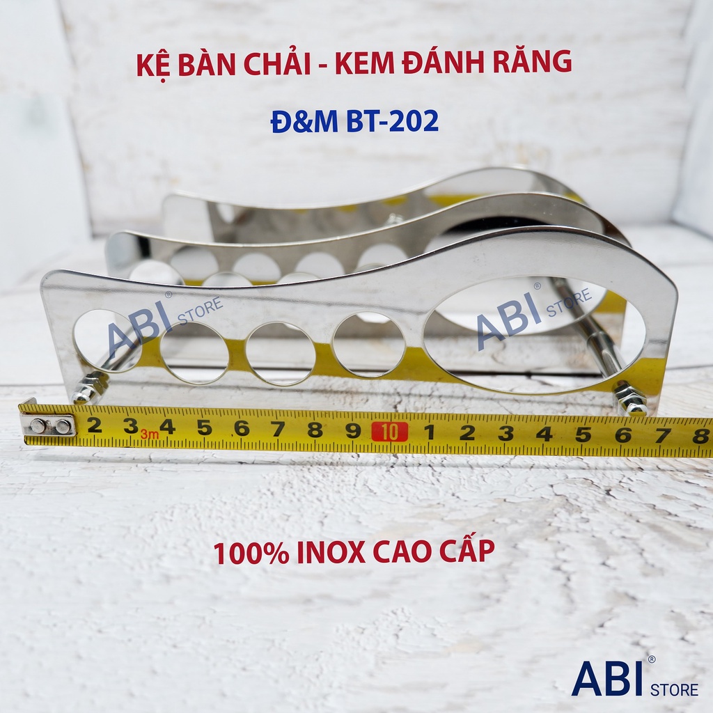 Kệ bàn chải, kệ kem đánh răng nhà tắm Đ&amp;M 02, cắm bàn chải đánh răng inox cao cấp BT202