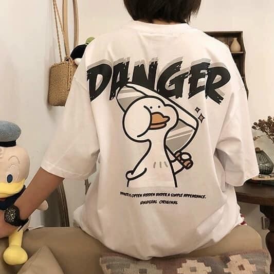 Áo thun tay lỡ nam nữ SAM CLO phông form rộng dáng Unisex, mặc lớp, nhóm, cặp in HÌNH VỊT DANGER